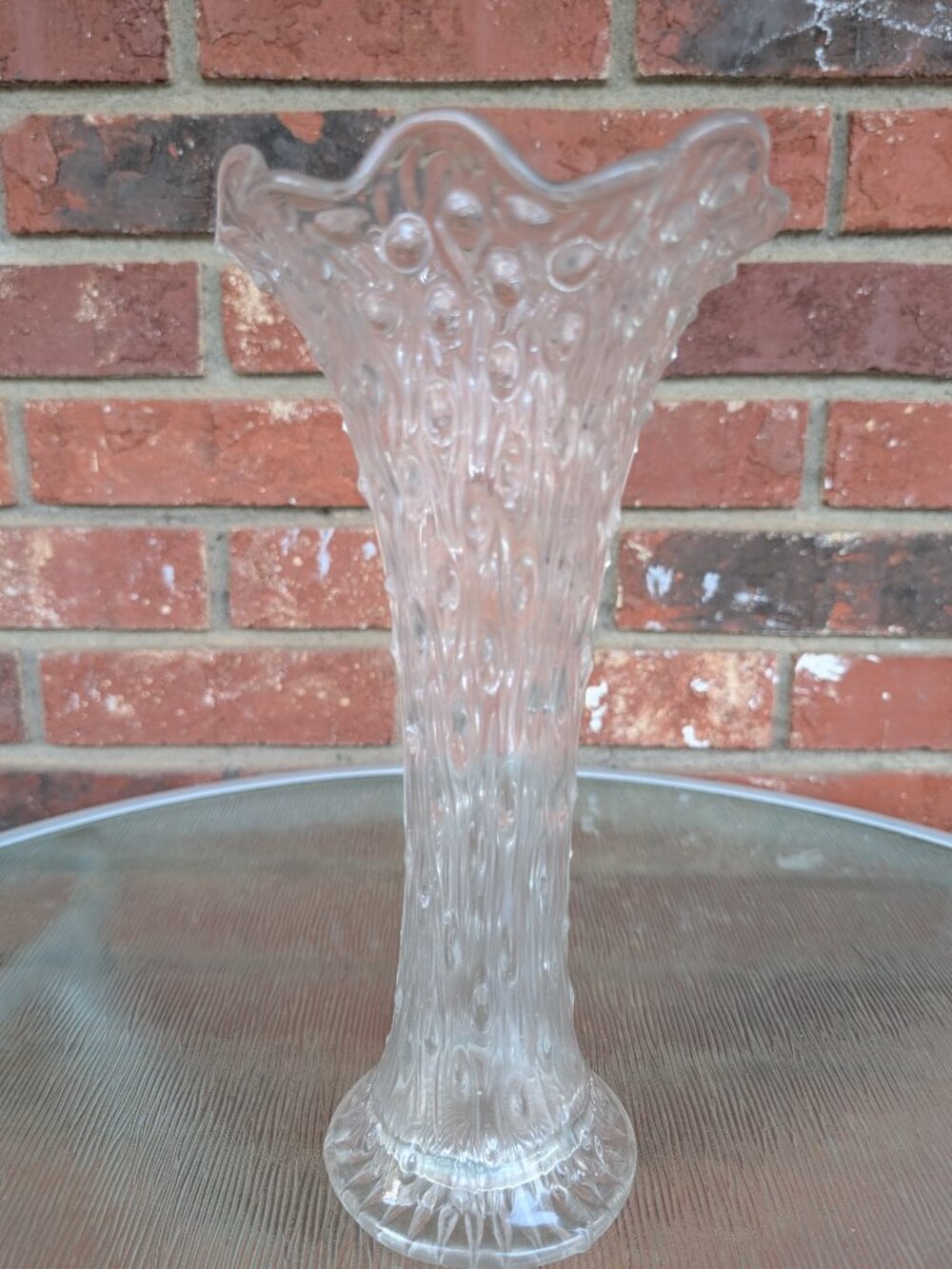 Vintage Fenton Raindrop Glass Vase Clear 10"